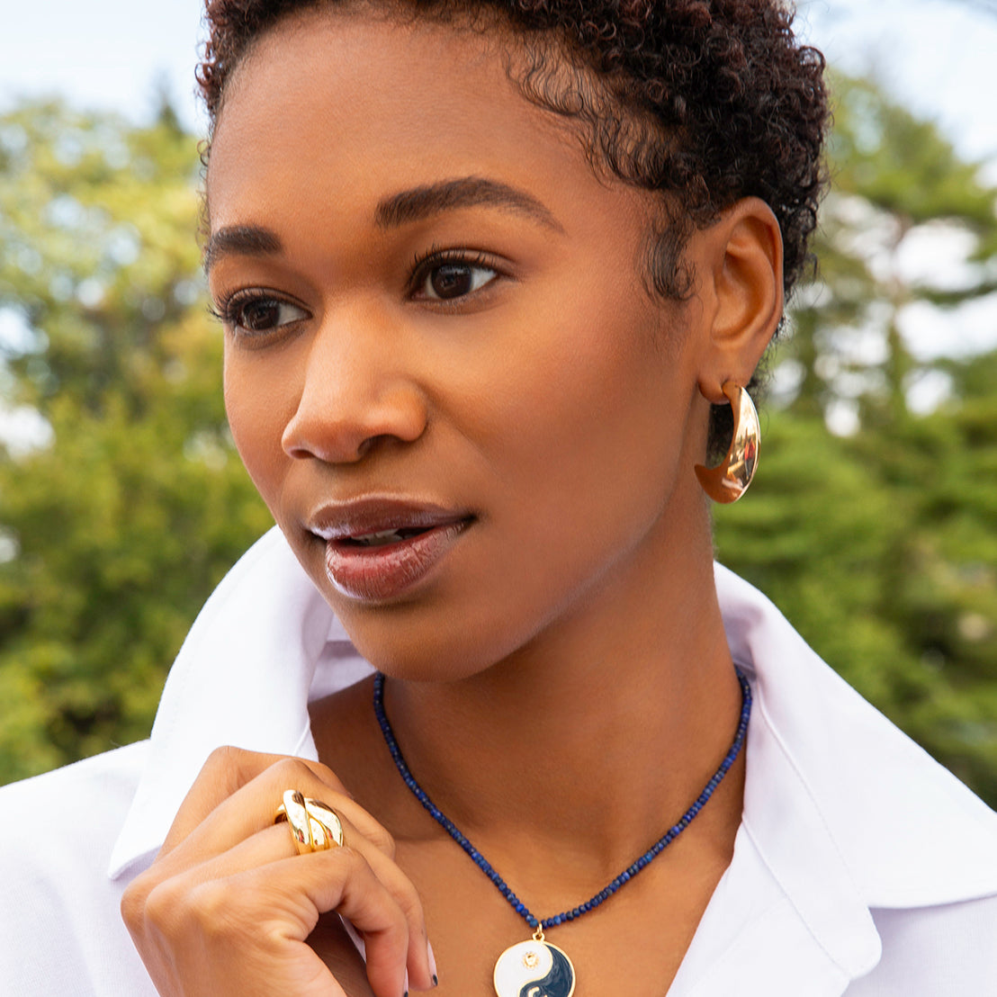 Large Elongated Dome Earring