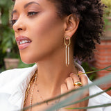 brass dome ring with pave detail