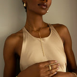 Sterling Oval CZ Y Necklace