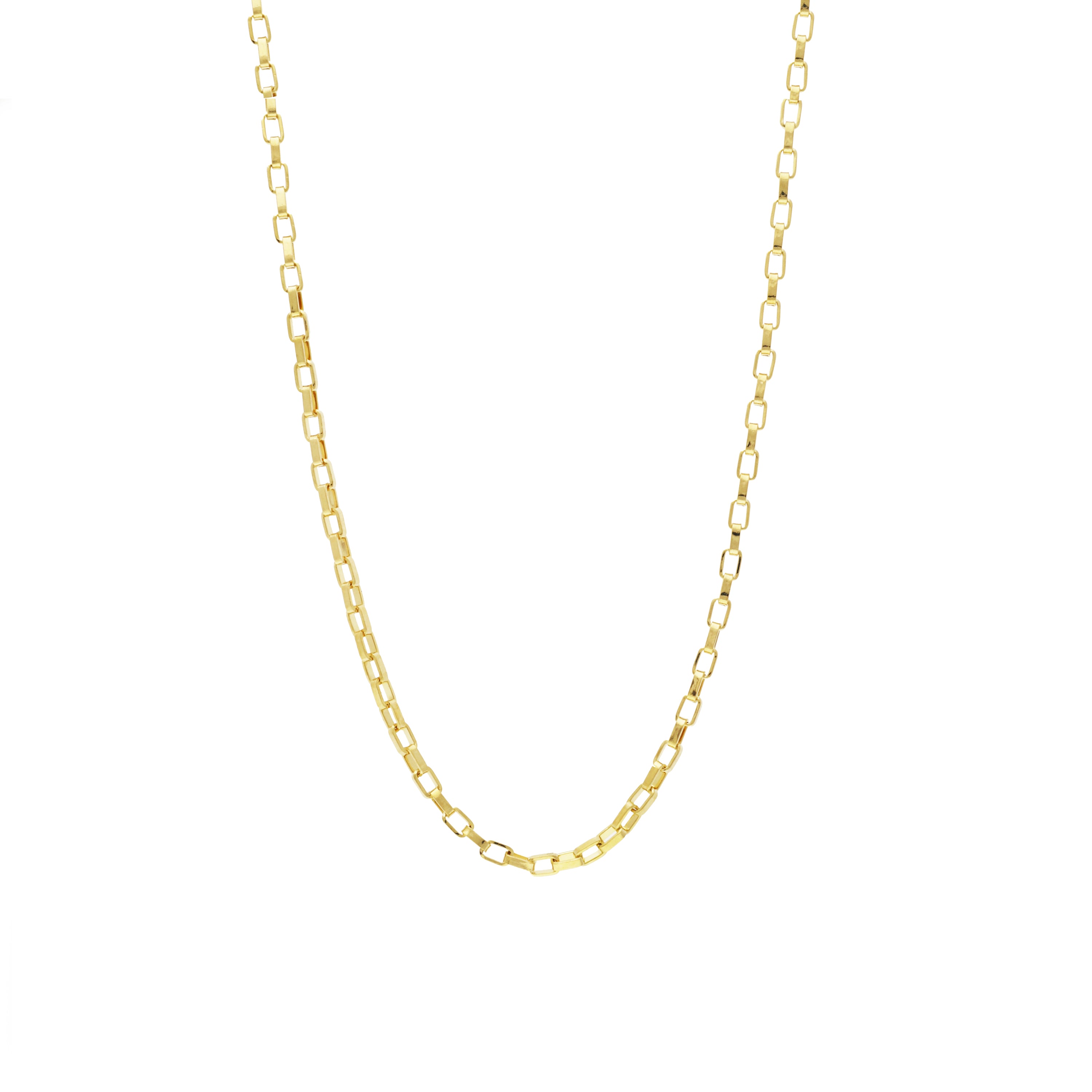 20" gold plated large box chain necklace