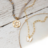 Link Necklace with Enamel Butterfly Charm