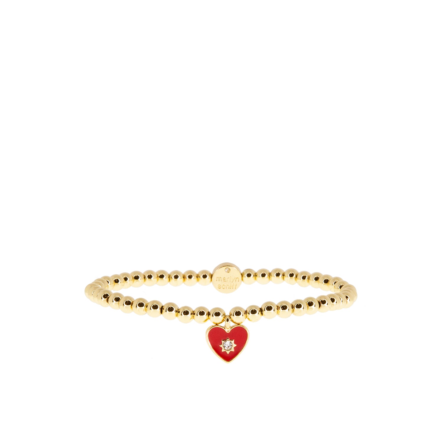 4mm ball stretch bracelet with enamel heart