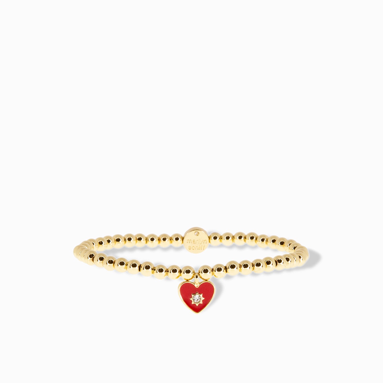 4mm ball stretch bracelet with enamel heart