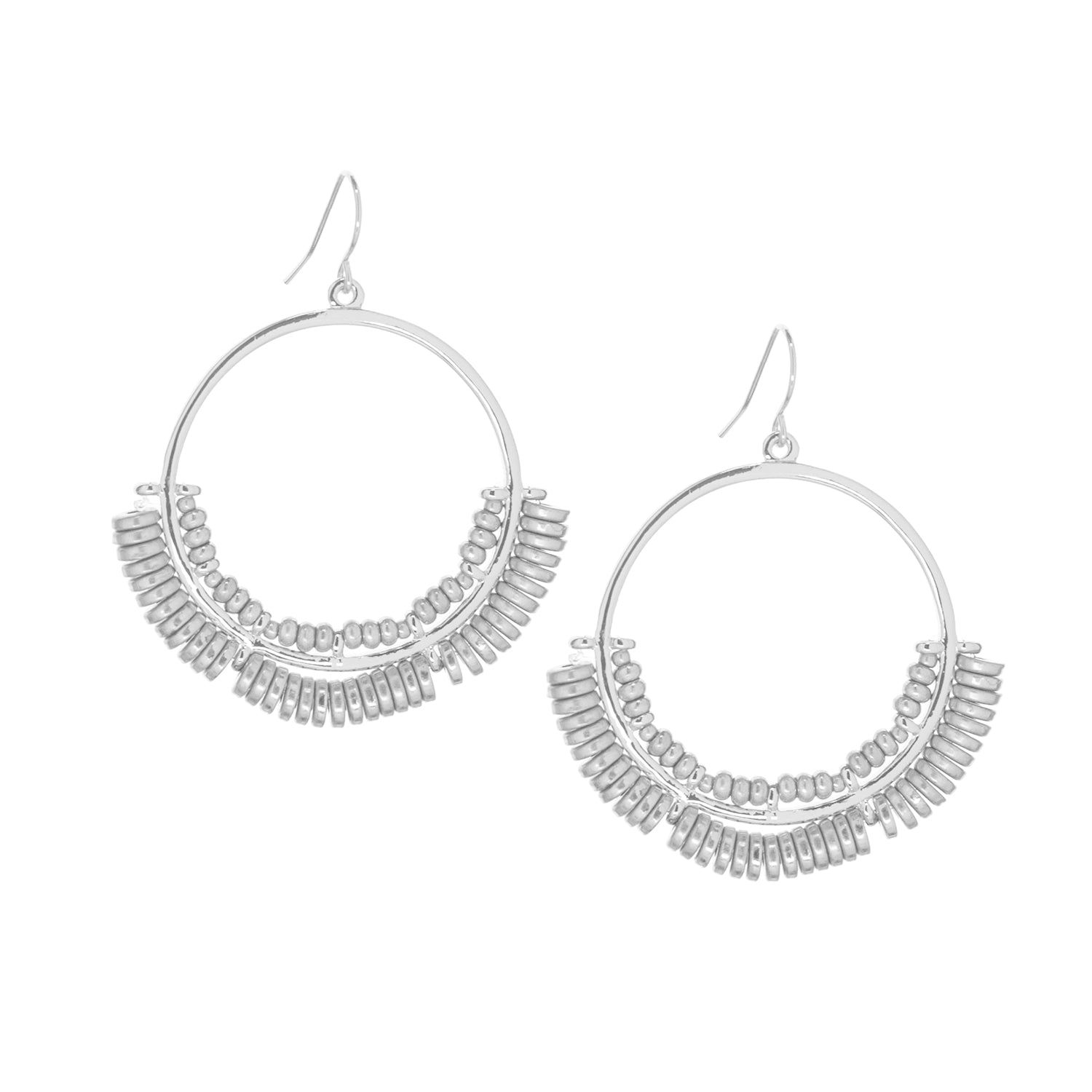 rondelle beaded ball open circle drop earring