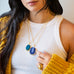 gold plated large stone pendant necklace