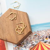 brass multi squares hoop earring