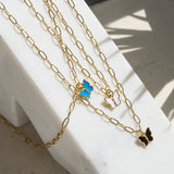 Link Necklace with Enamel Butterfly Charm