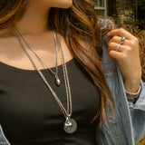 Large Disc Charm Twisted Rope Chain Necklace