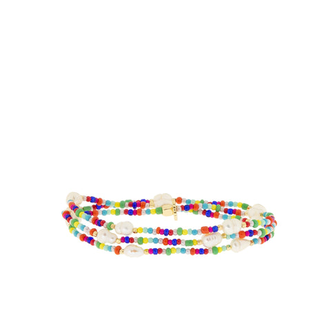 seed bead/pearl stretch wrap bracelet
