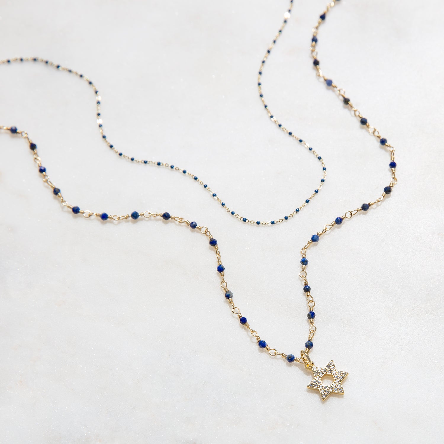 natural stone necklace with cz Star of David charm