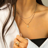 Natural Stone Necklace with CZ Star of David Charm