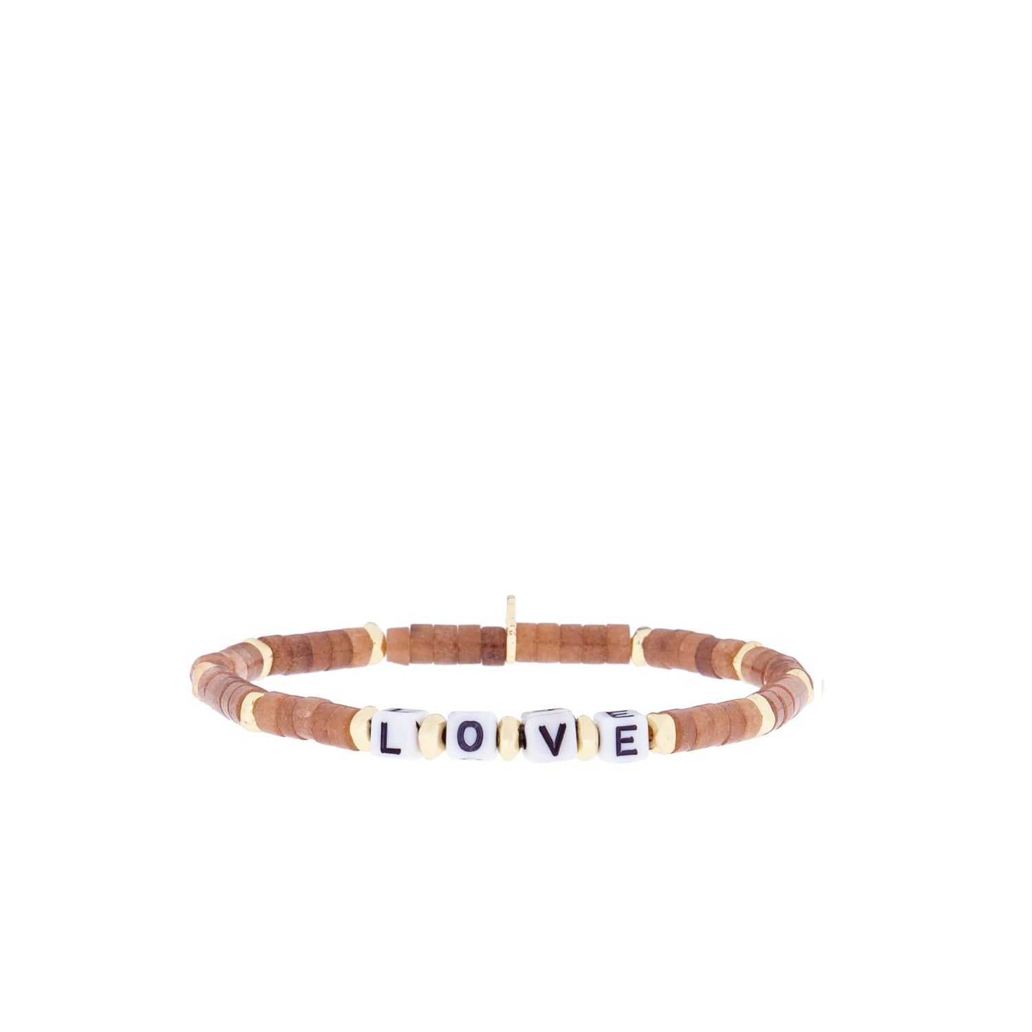 rose quartz natural stone beaded LOVE stretch bracelet