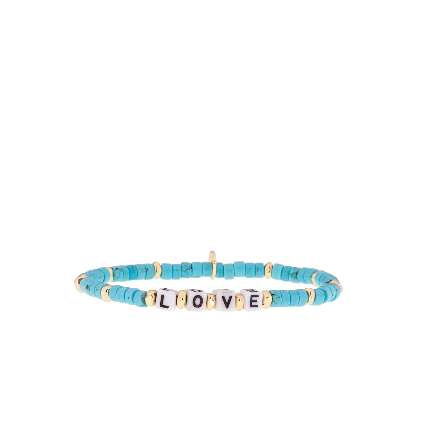 rose quartz natural stone beaded LOVE stretch bracelet