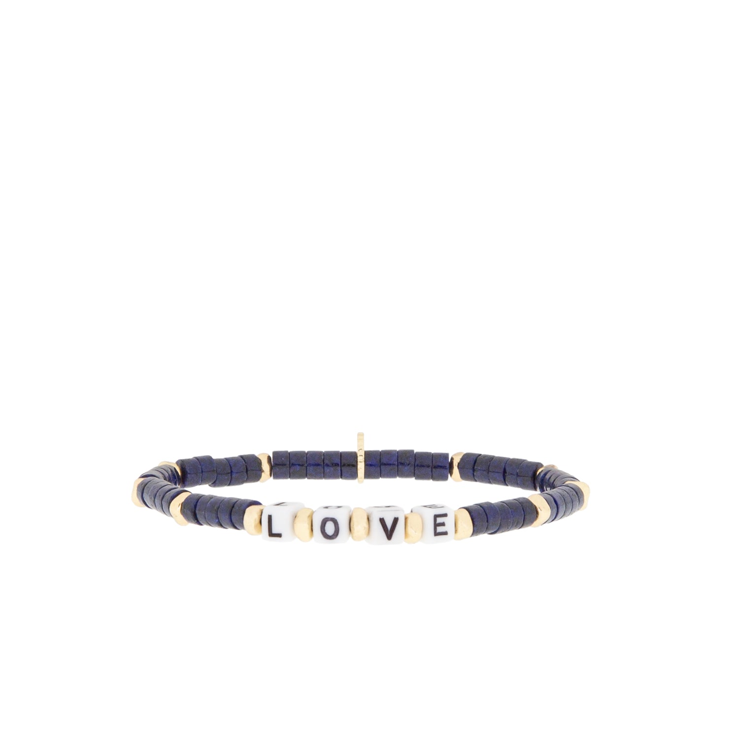 natural stone stretch bracelet with beaded LOVE blocks