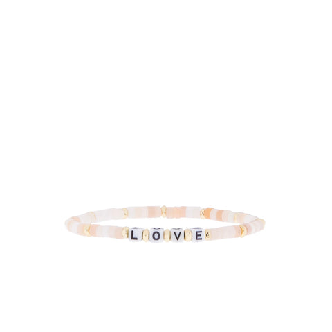 rose quartz natural stone beaded LOVE stretch bracelet