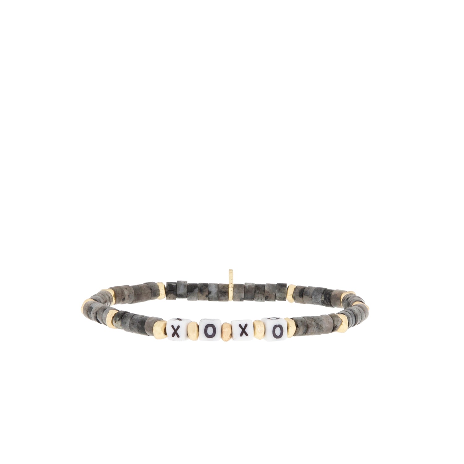 natural stone beaded XOXO stretch bracelet