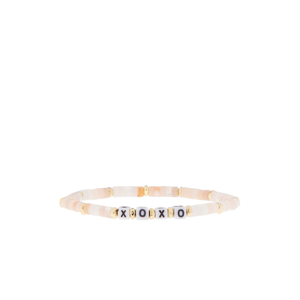 rose quartz natural stone beaded XOXO stretch bracelet