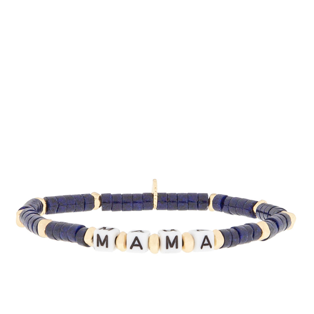 natural stone stretch bracelet with beaded MAMA blocks