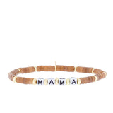 natural stone stretch bracelet with beaded MAMA blocks