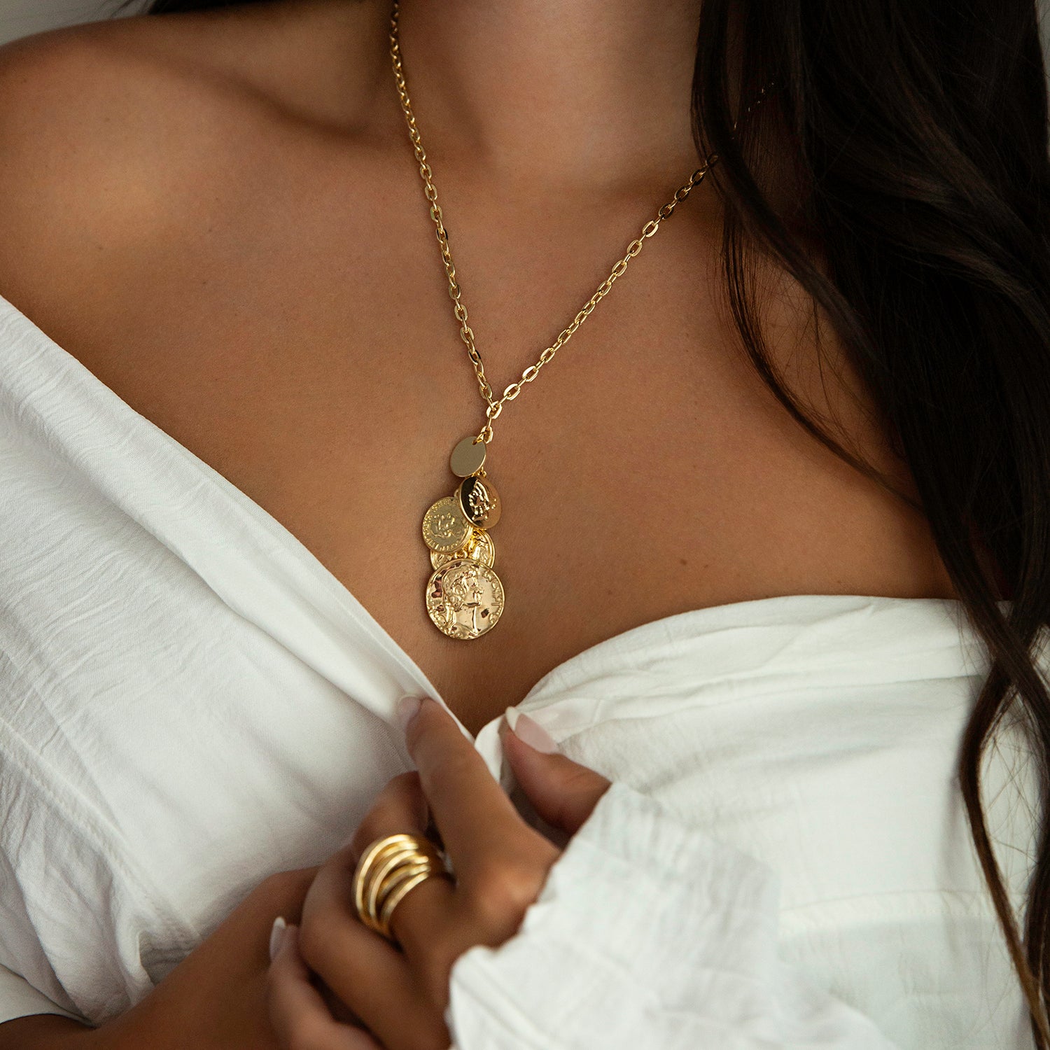 coin cluster pendant necklace