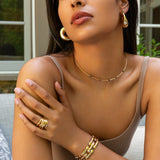 thin collar necklace with natural stones