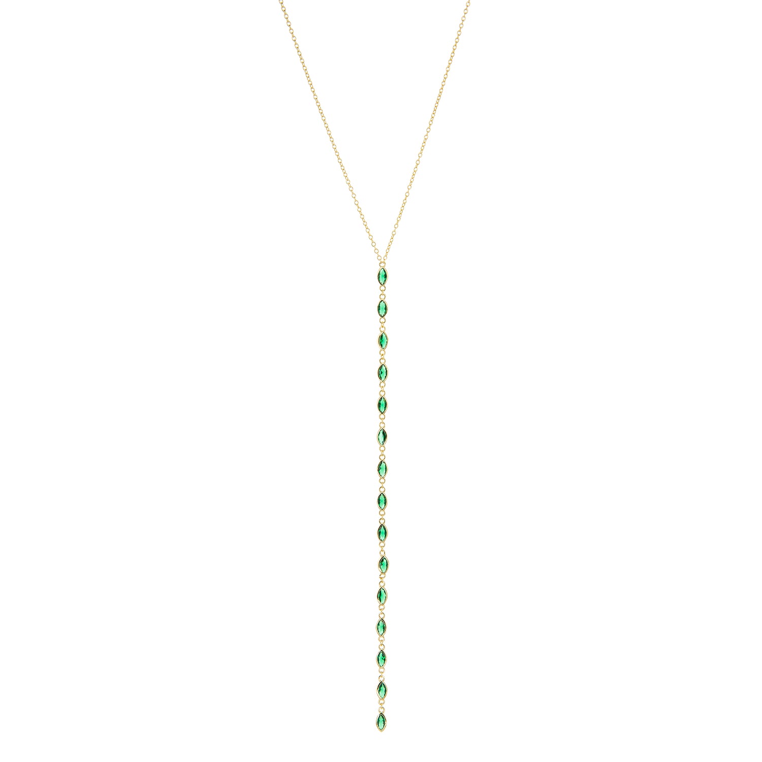 Sterling Oval CZ Y Necklace