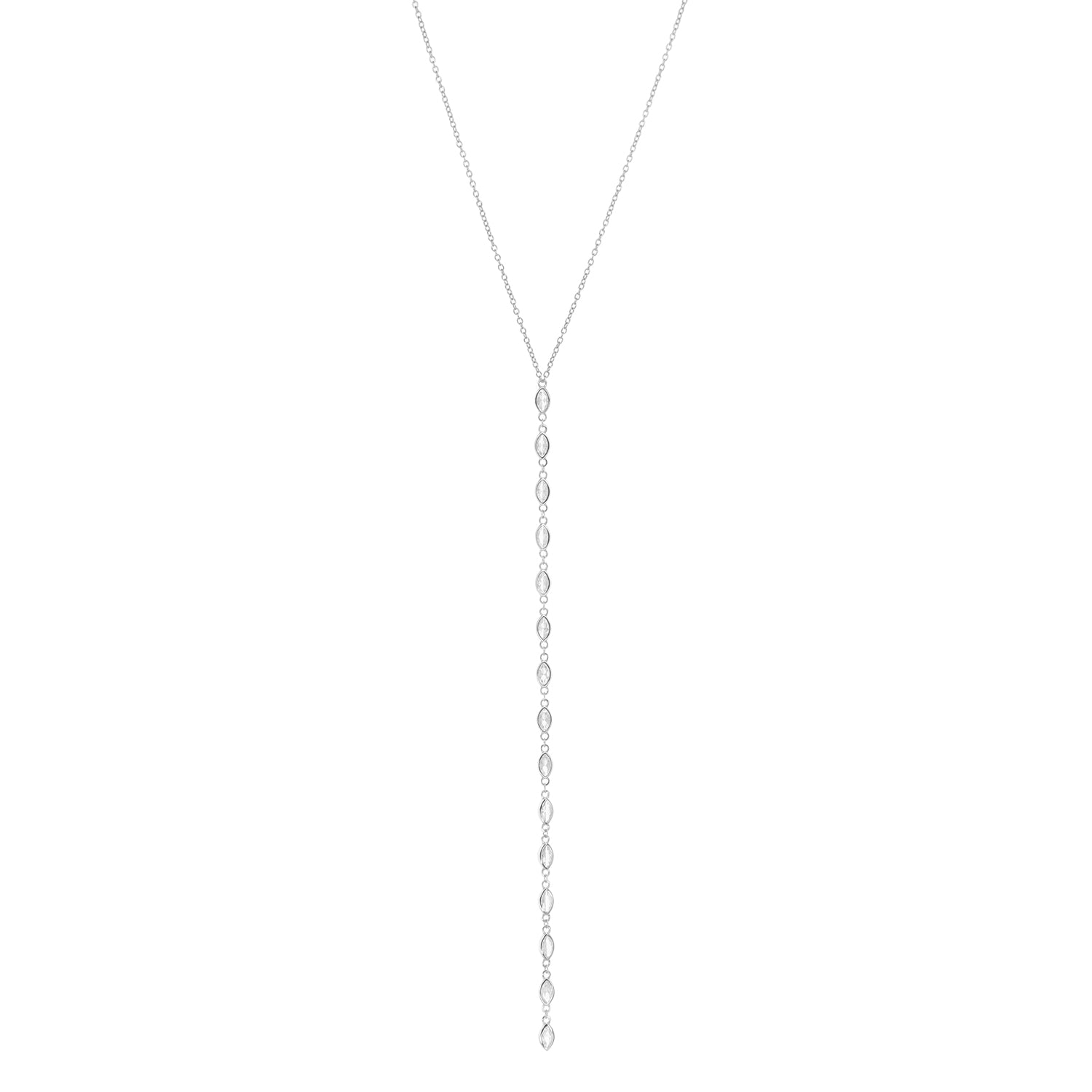 Sterling Oval CZ Y Necklace