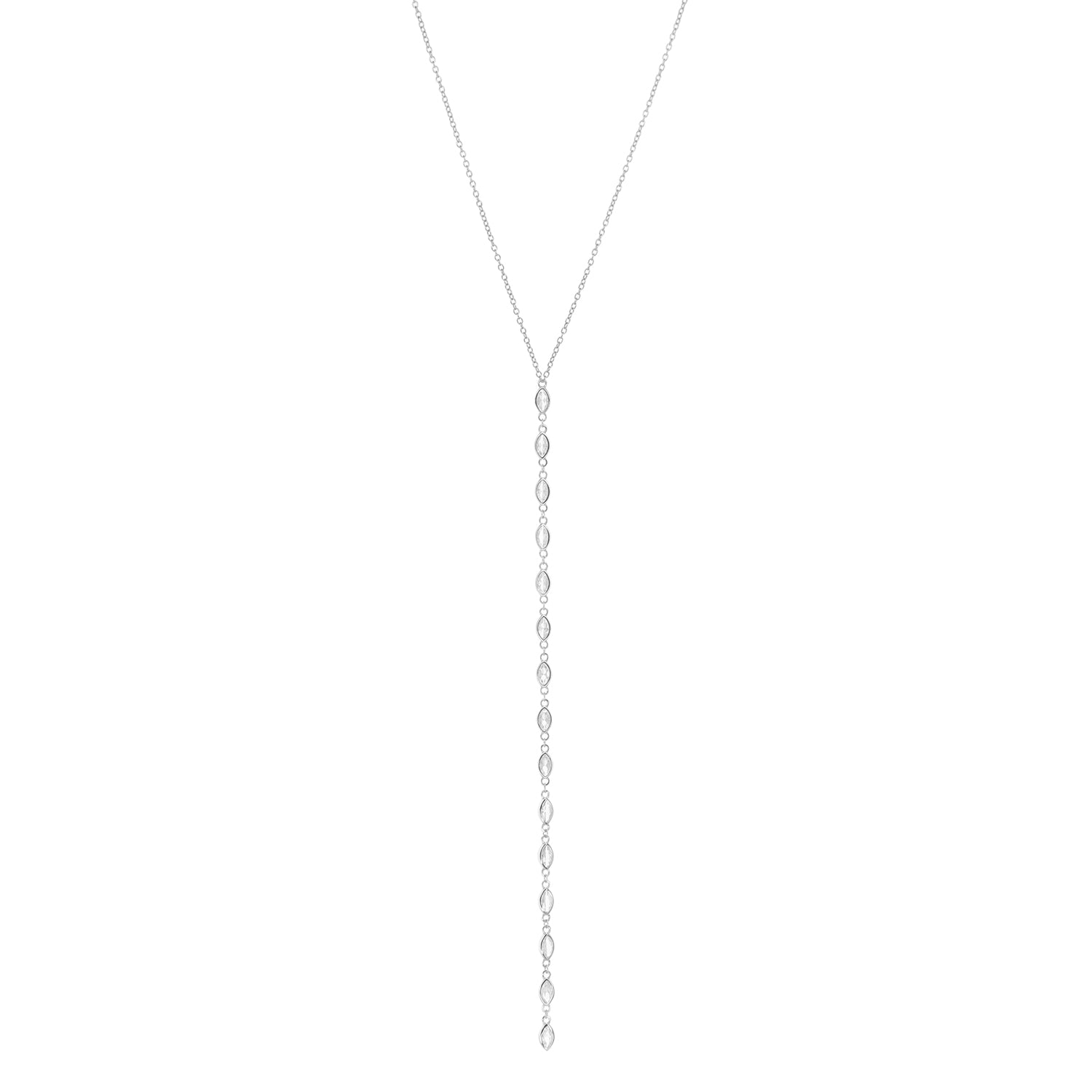 sterling oval CZ Y necklace