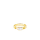 Sterling Silver/ Gold Plated Braided Emerald Cut Stone Ring