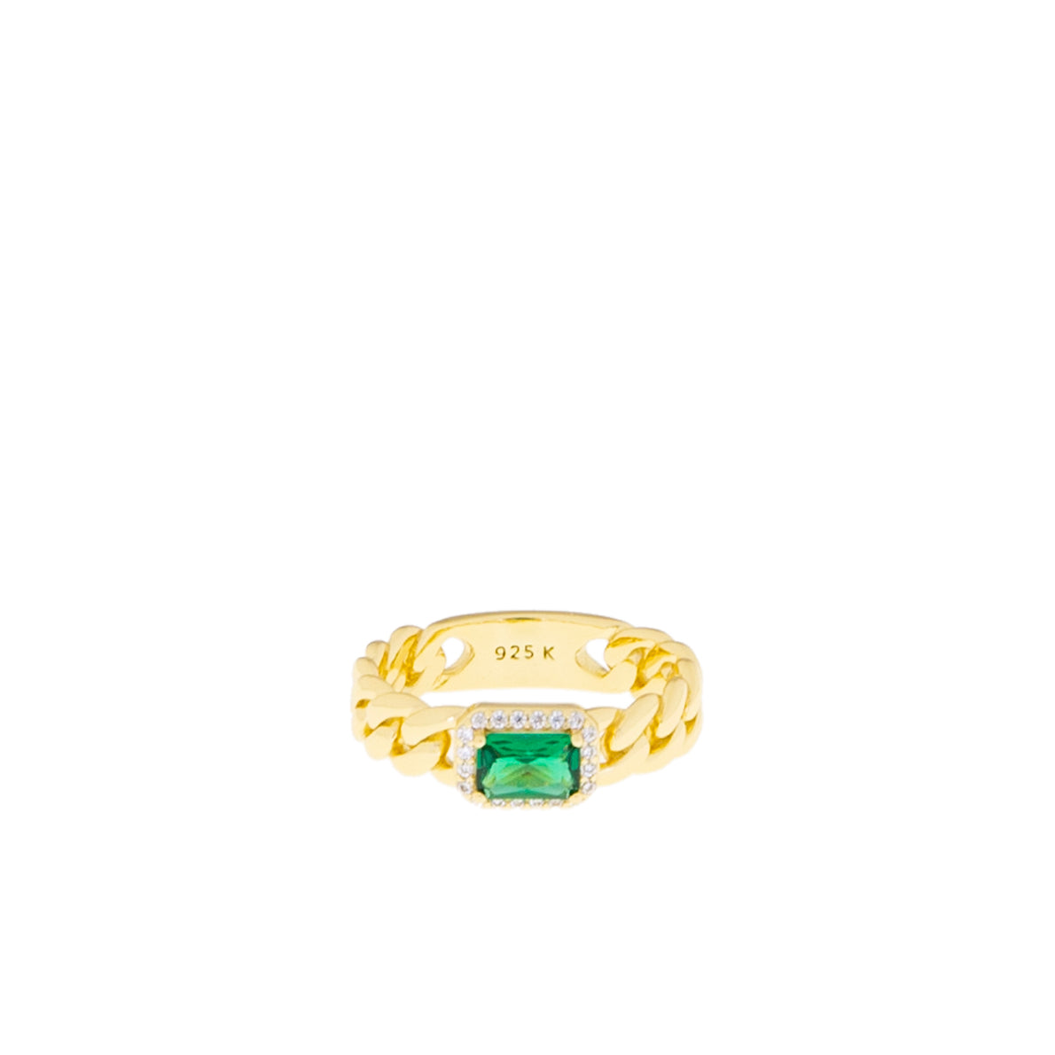 Sterling Silver/ Gold Plated Braided Emerald Cut Stone Ring