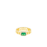 Sterling Silver/ Gold Plated Braided Emerald Cut Stone Ring