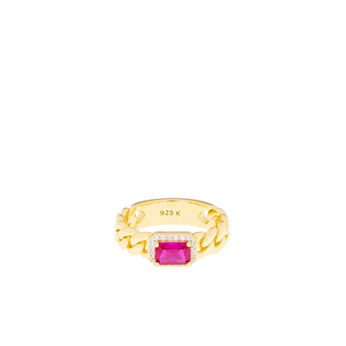 sterling silver/ gold plated braided emerald cut stone ring