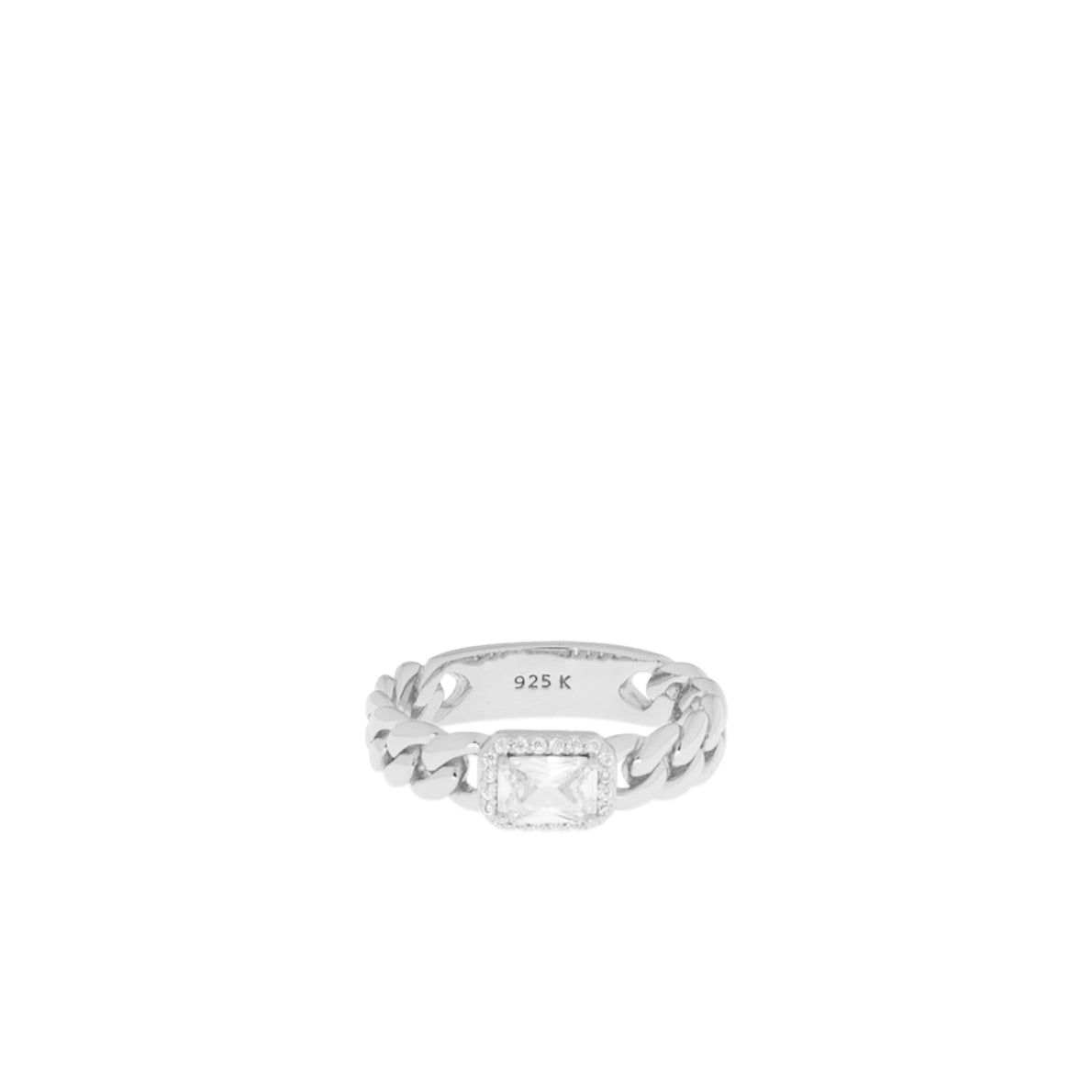 Sterling Silver/ Gold Plated Braided Emerald Cut Stone Ring