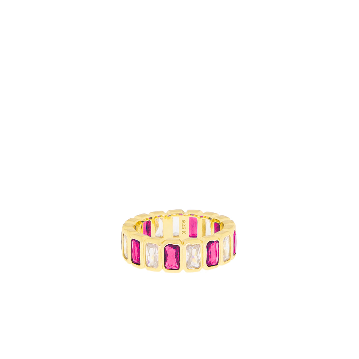 sterling silver/gold plated two tone baguette ring