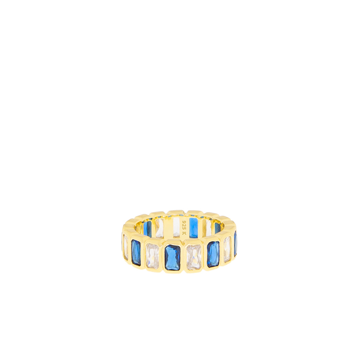 sterling silver/gold plated two tone baguette ring