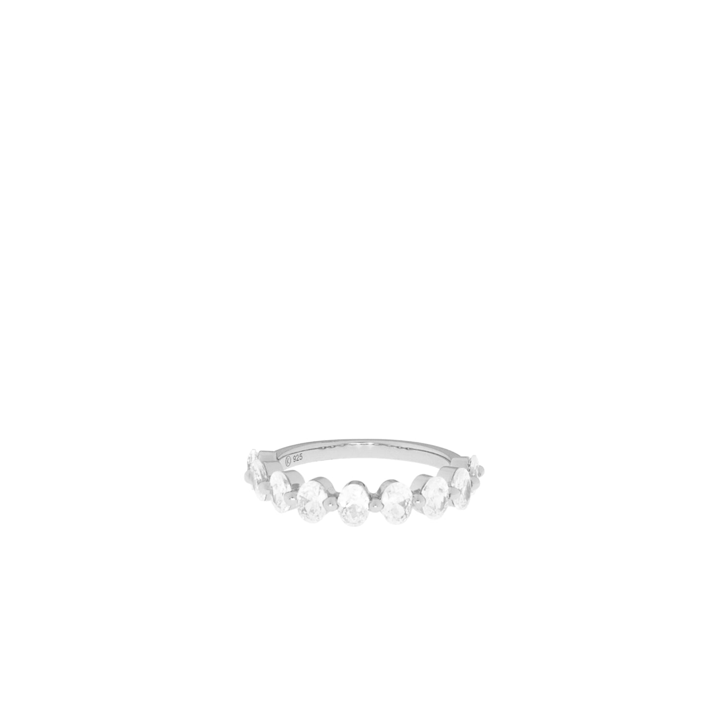 Sterling 9 CZ Stone Oval Half Eternity Ring