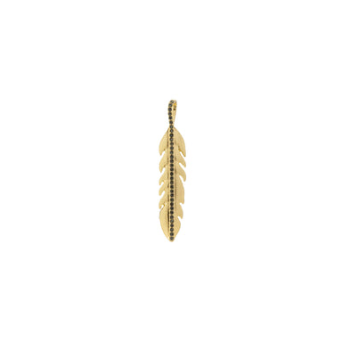 Feather Charm with Pavé Center Strip - gold