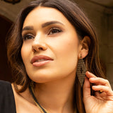 knitted diamond shape crystal drop earring