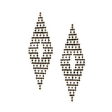 knitted diamond shape crystal drop earring