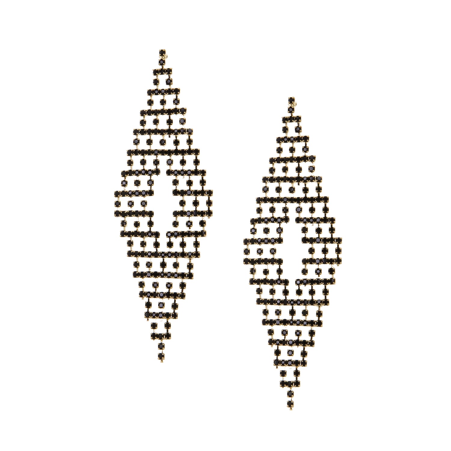 knitted diamond shape crystal drop earring