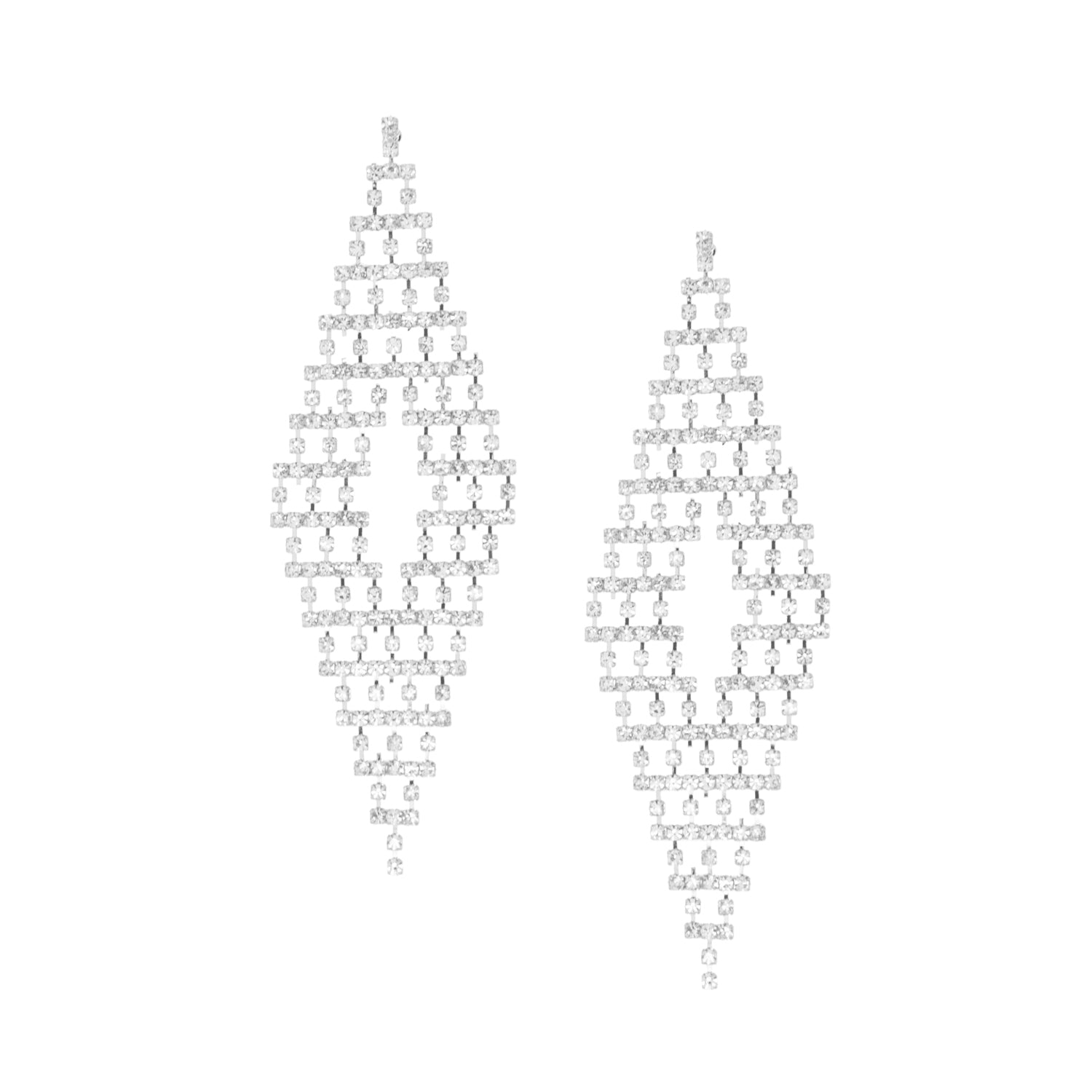 knitted diamond shape crystal drop earring