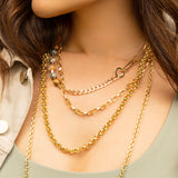 mixed link necklace with natural stones