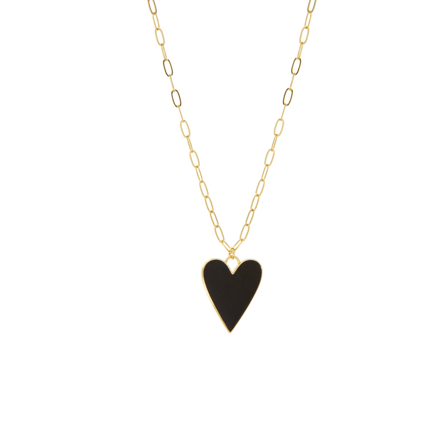 black enamel heart necklace