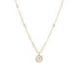 brass link enamel evil eye disc necklace