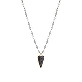 small link hematite chain with cz heart pendant