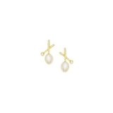 Kris Crossed Pearl Stud Earring