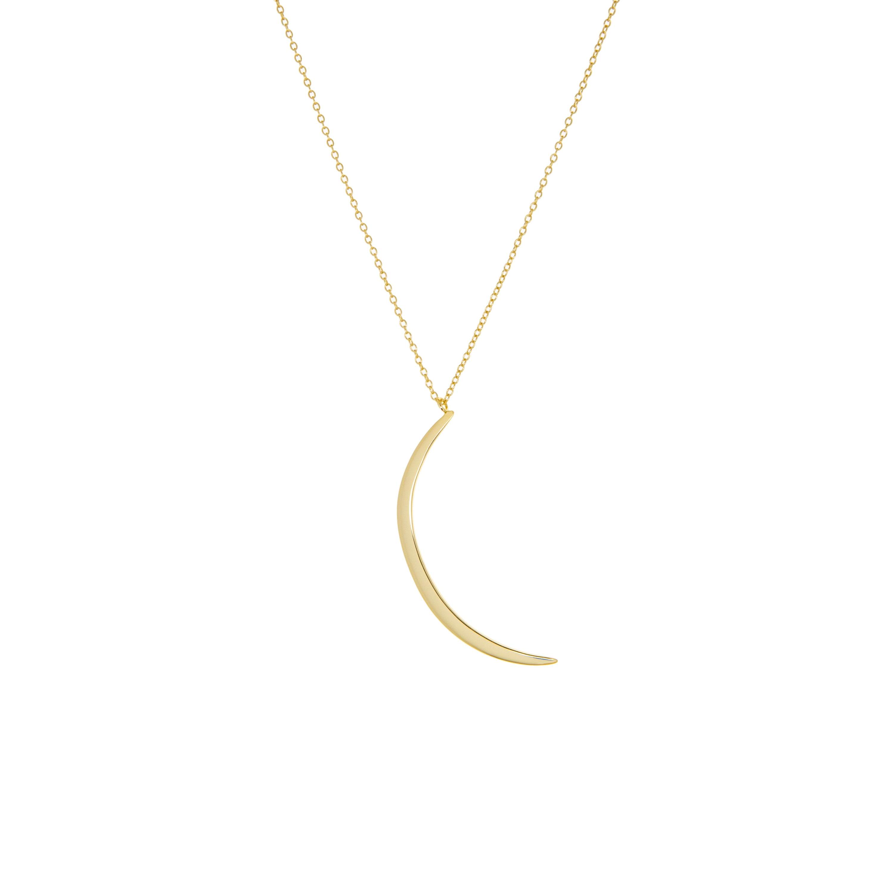gold plated thin crescent pendant necklace
