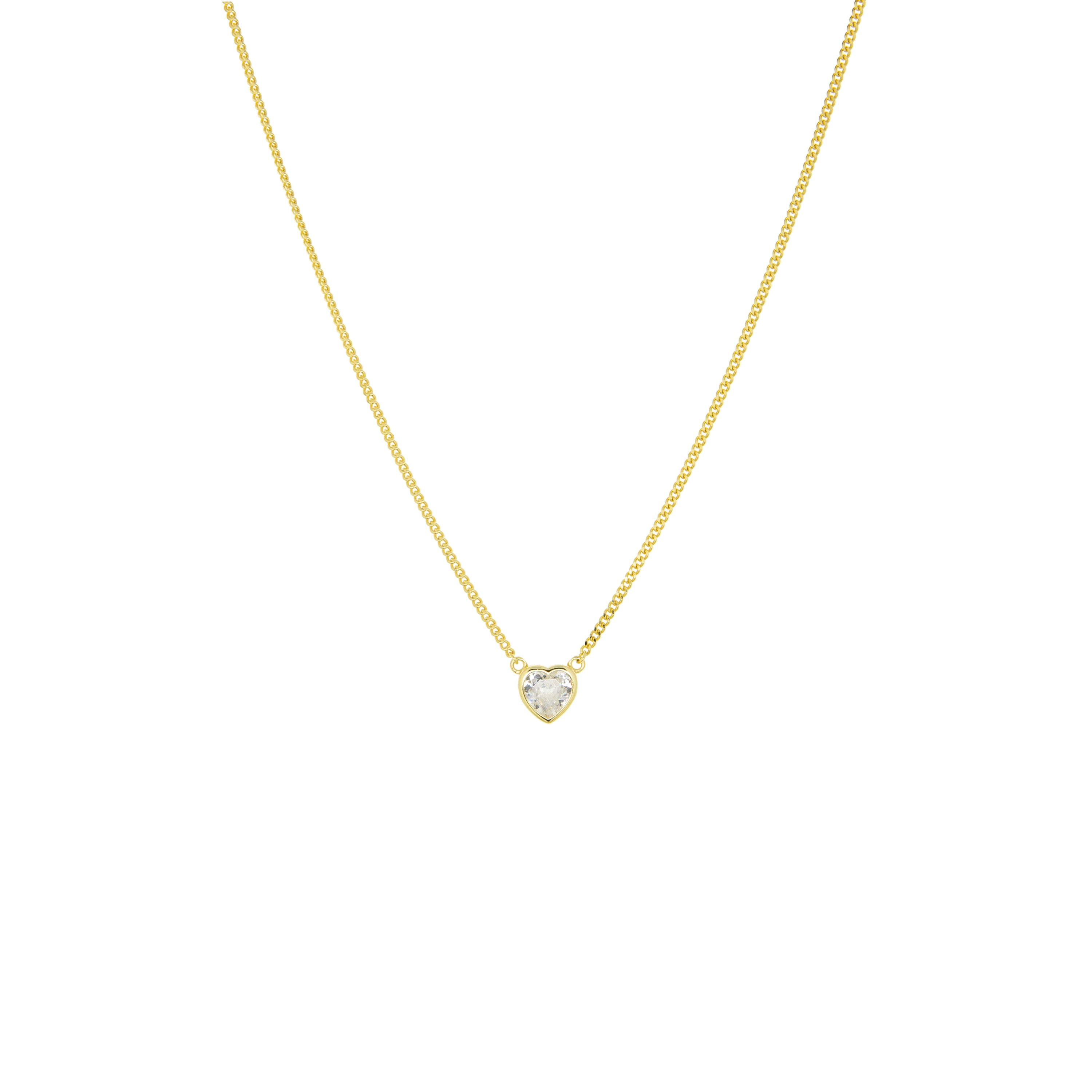 gold plated crystal heart necklace