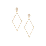 gold plated pave diamond shape earring