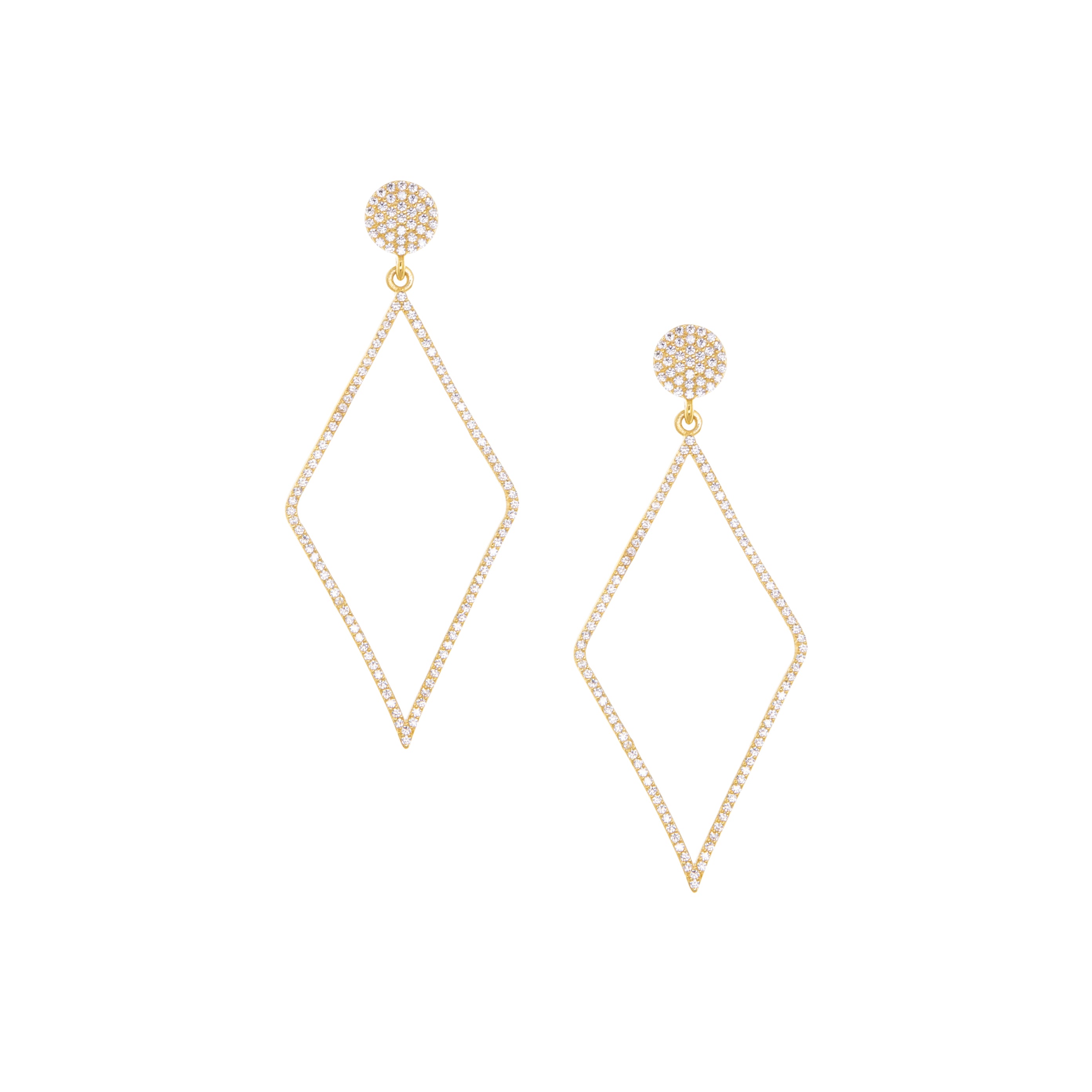 gold plated pave diamond shape earring